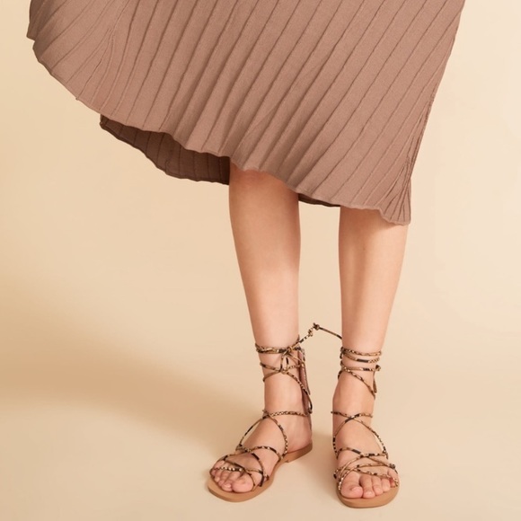 snakeskin lace up sandals